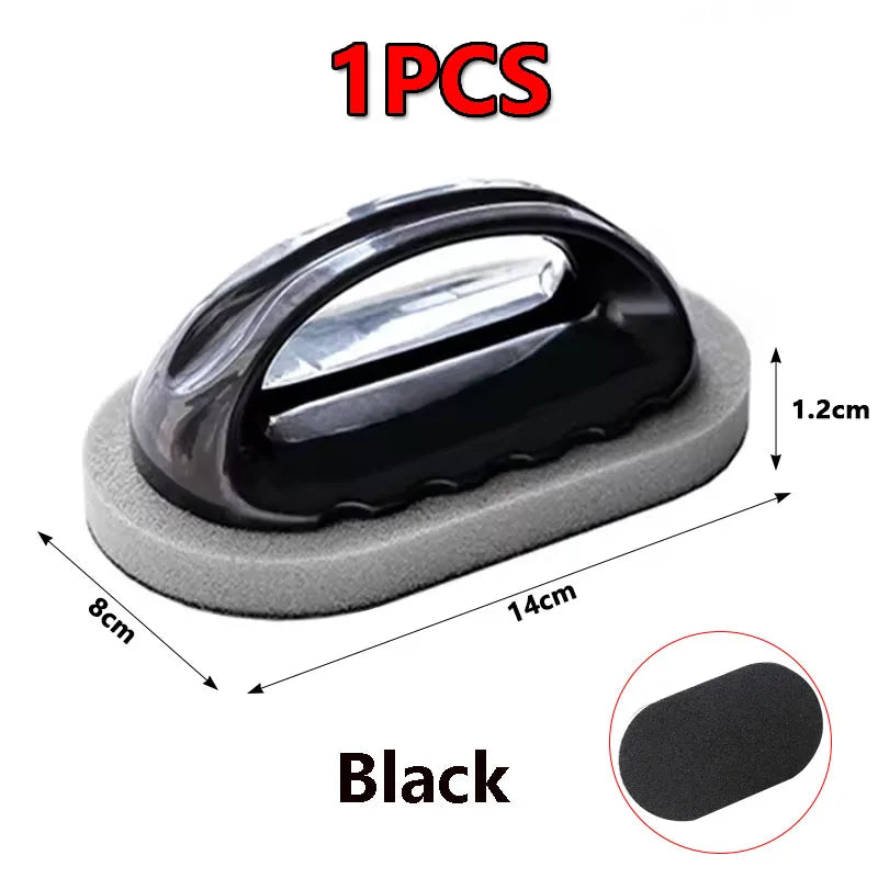 Magic Emery Sponge Brush with Handle Reusable Wipe Eraser Cleaner Kitchen Pot Brush BBQ Strong Decontamination Cleaning Tools