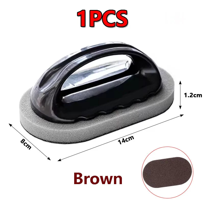 Magic Emery Sponge Brush with Handle Reusable Wipe Eraser Cleaner Kitchen Pot Brush BBQ Strong Decontamination Cleaning Tools