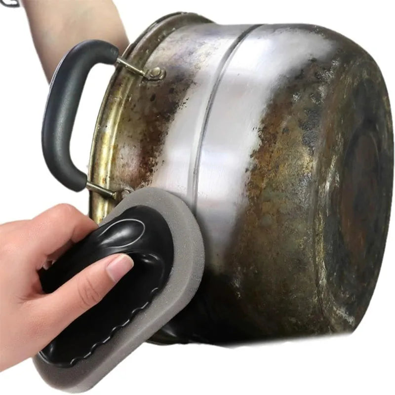 Magic Emery Sponge Brush with Handle Reusable Wipe Eraser Cleaner Kitchen Pot Brush BBQ Strong Decontamination Cleaning Tools